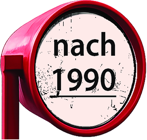 Rotes Sehrohr mit der Aufschrift „nach 1990“