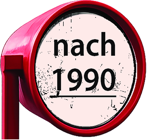 Rotes Sehrohr mit der Aufschrift „nach 1990“
