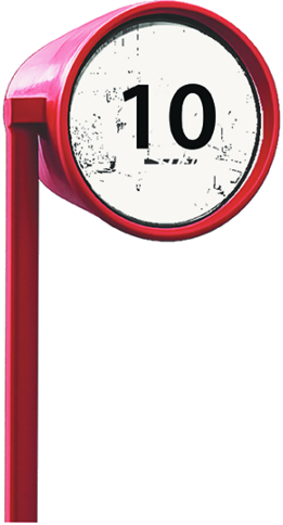 Rotes Sehrohr mit der Zahl 10