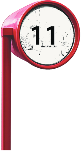 Rotes Sehrohr mit der Zahl 11
