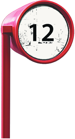 Rotes Sehrohr mit der Zahl 12