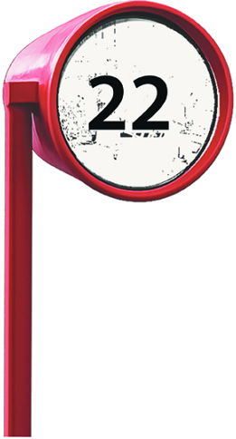 Rotes Sehrohr mit der Zahl 22
